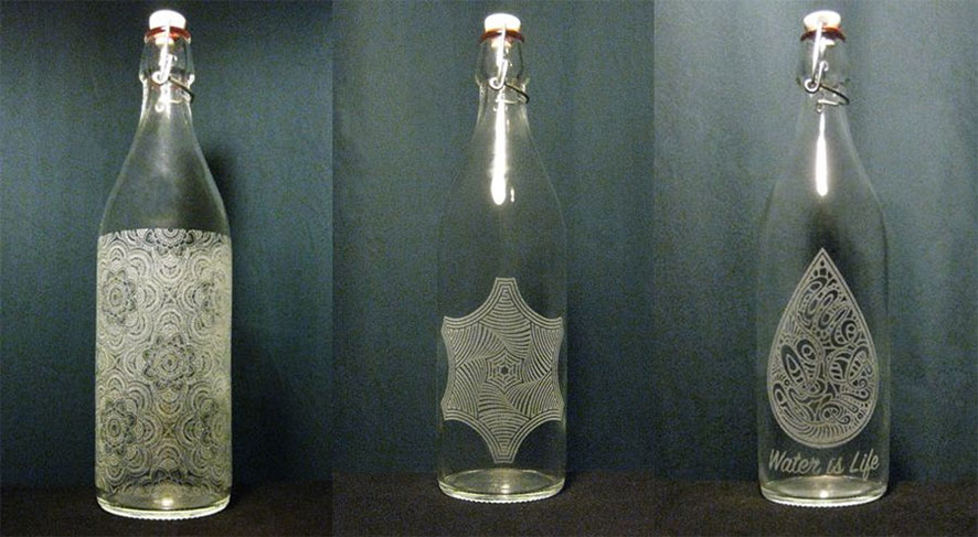 3D紫外激光打标玻璃瓶